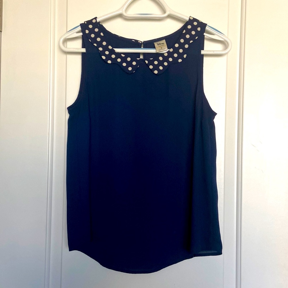 4/$16⚡️Disney by LC Lauren Conrad polka dot sleeveless blouse size S